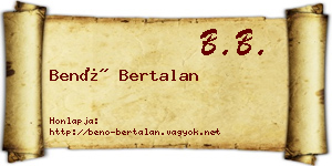 Benő Bertalan névjegykártya
